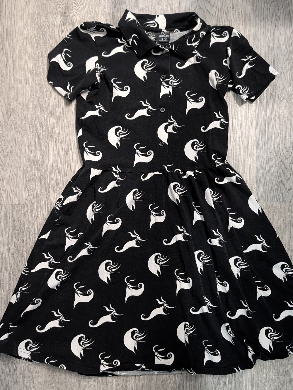 Cakeworthy Nightmare Before Christmas Zero All Over Print Dress Small